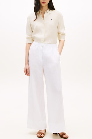 Pantalon relaxed wide legs en lin - Blanc