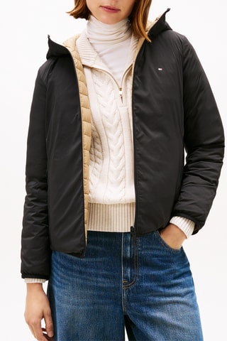 Veste réversible à capuche - Noir et beige
