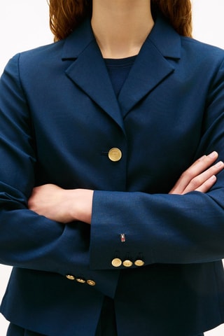 Veste slim en lin - Bleu marine