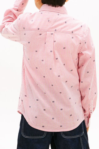 Chemise regular en coton biologique - Rouge et blanc