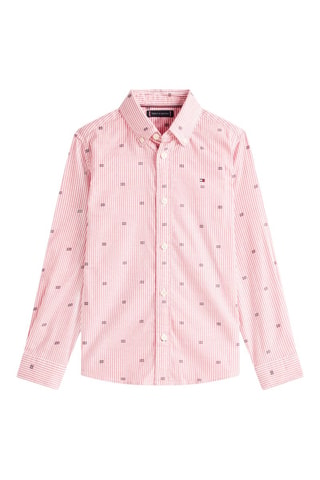 Chemise regular en coton biologique - Rouge et blanc