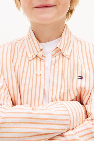 Chemise en lin - Orange et écru