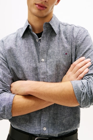 Chemise regular en lin - Bleu marine chiné