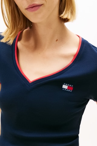 T-shirt slim cropped - Bleu marine