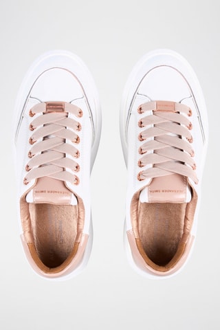 Zapatillas de piel de toro con plataforma Lancaster - Blanco y rosa