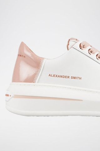 Zapatillas de piel de toro con plataforma Lancaster - Blanco y rosa