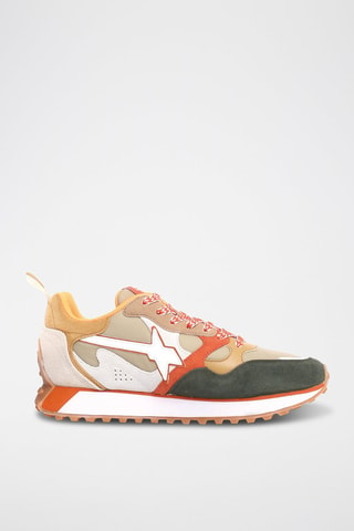 Zapatillas de piel - Beige y verde