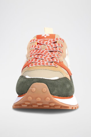 Zapatillas de piel - Beige y verde