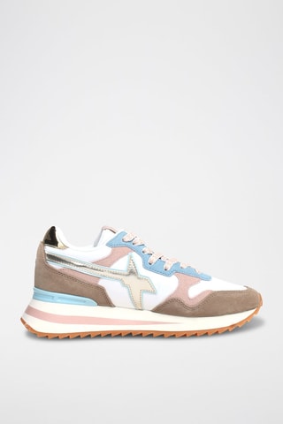 Nubuck Sneakers - Wit, roze en grijs