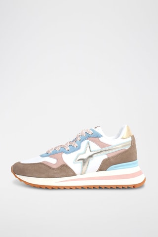 Nubuck Sneakers - Wit, roze en grijs