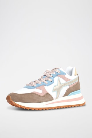 Nubuck Sneakers - Wit, roze en grijs