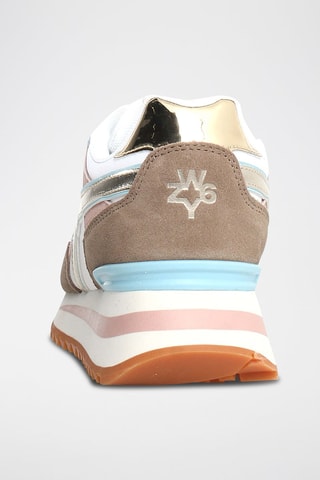 Nubuck Sneakers - Wit, roze en grijs