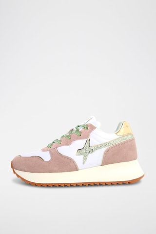 Zapatillas de nobuk - Blanco, verde, rosa y dorado