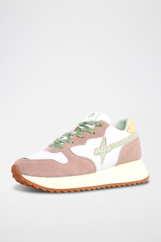 Zapatillas de nobuk - Blanco, verde, rosa y dorado