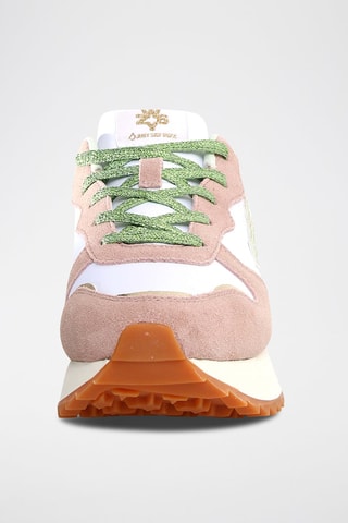 Zapatillas de nobuk - Blanco, verde, rosa y dorado