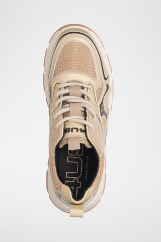 Zapatillas de piel con plataforma - Dorado