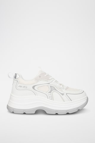 Zapatillas de piel con plataforma - Blanco