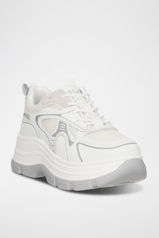 Zapatillas de piel con plataforma - Blanco