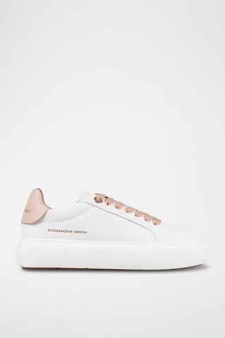 Zapatillas de piel - Blanco y rosa