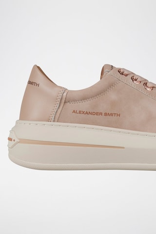 Zapatillas de piel con plataforma - Blanco y rosa