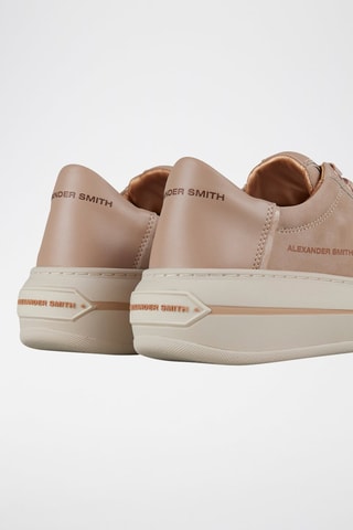 Zapatillas de piel con plataforma - Blanco y rosa