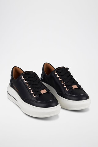 Zapatillas de piel con plataforma - Negro y marrón