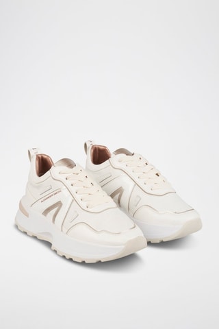Zapatillas con plataforma - Blanco, rosa y dorado