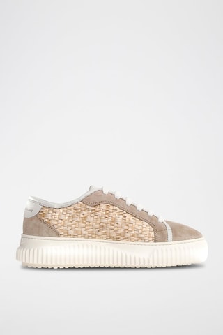 Zapatillas de nobuk con plataforma - Beige