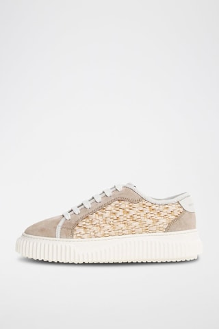 Zapatillas de nobuk con plataforma - Beige