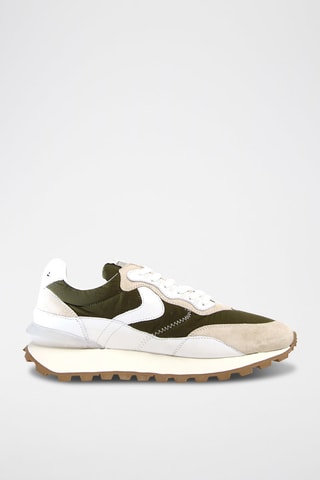 Zapatillas de nobuk - Blanco, beige y marrón