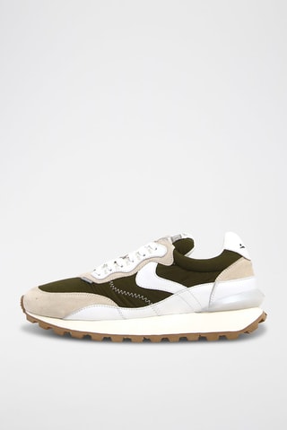 Zapatillas de nobuk - Blanco, beige y marrón