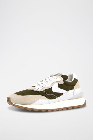 Zapatillas de nobuk - Blanco, beige y marrón