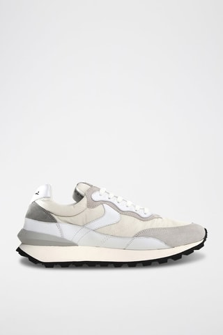 Zapatillas de nobuk - Blanco, negro y gris