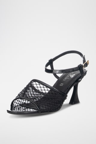 Sandalias de tacón con brillo - Negro
