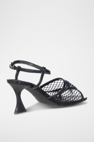 Sandalias de tacón con brillo - Negro