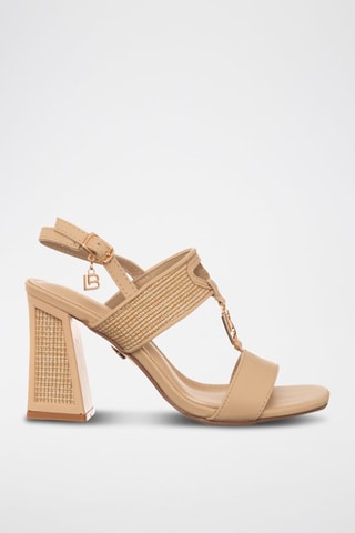 Sandalias de tacón - Laura Biagiotti - Beige y dorado