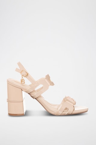Sandalias con brillo de tacón - Laura Biagiotti - Marrón y dorado
