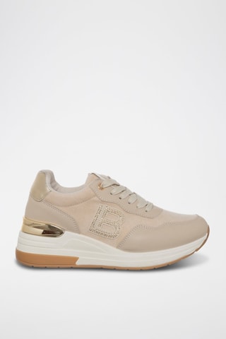 Zapatillas de cuña - Laura Biagiotti - Beige y dorado