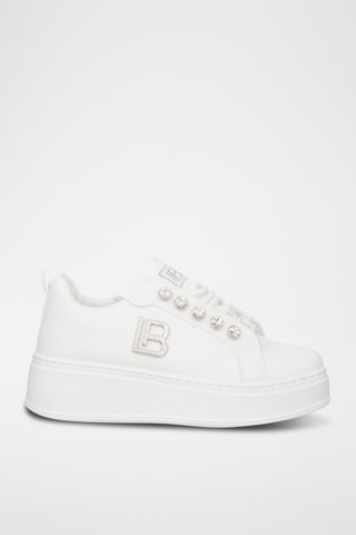Zapatillas de piel con plataforma - Blanco