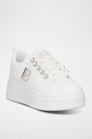 Zapatillas de piel con plataforma - Blanco