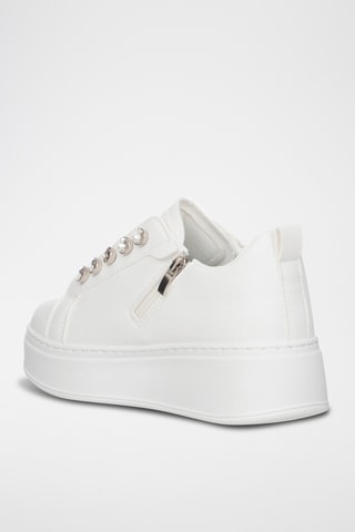 Zapatillas de piel con plataforma - Blanco
