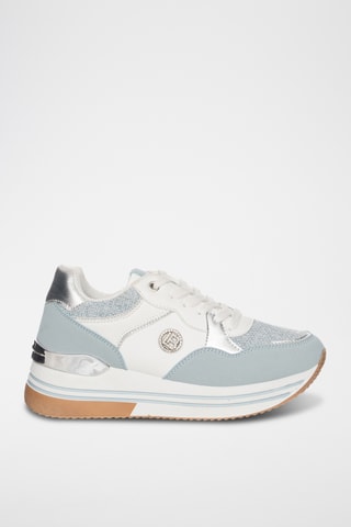 Zapatillas de piel con plataforma - Azul