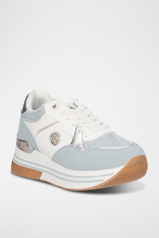 Zapatillas de piel con plataforma - Azul