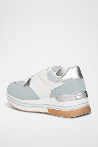 Zapatillas de piel con plataforma - Azul
