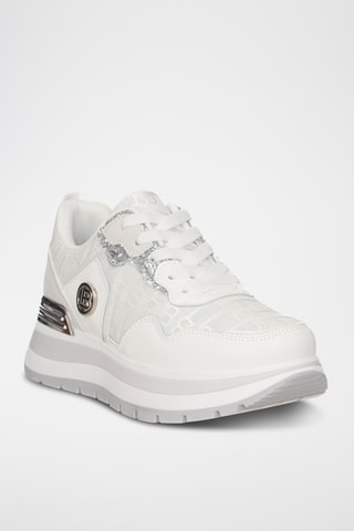 Zapatillas de piel con plataforma - Blanco