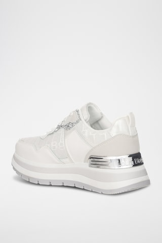 Zapatillas de piel con plataforma - Blanco