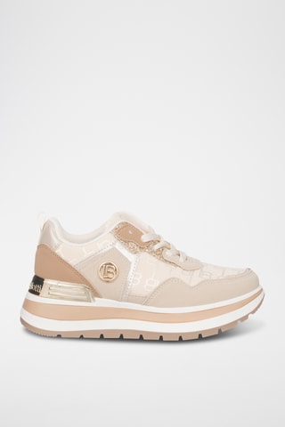 Zapatillas de piel con plataforma - Beige