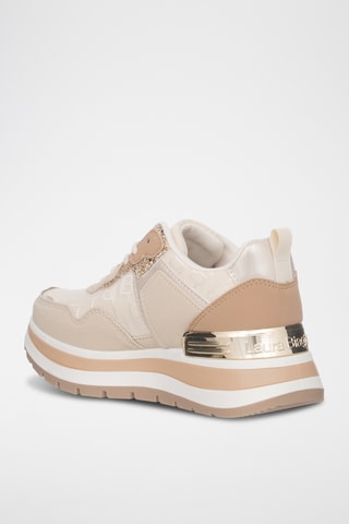 Zapatillas de piel con plataforma - Beige