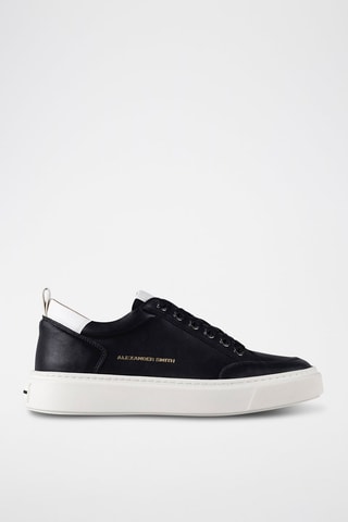 Zapatillas de piel - Blanco, negro y dorado