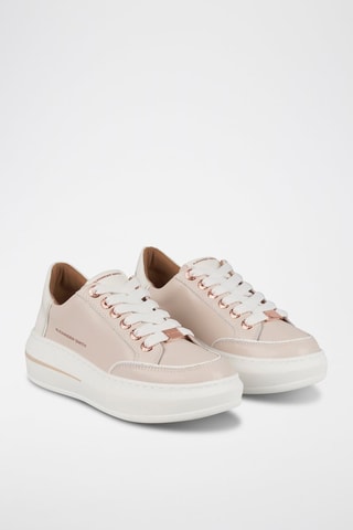 Zapatillas de piel de toro con plataforma Lancaster - Rosa, dorado y plateado